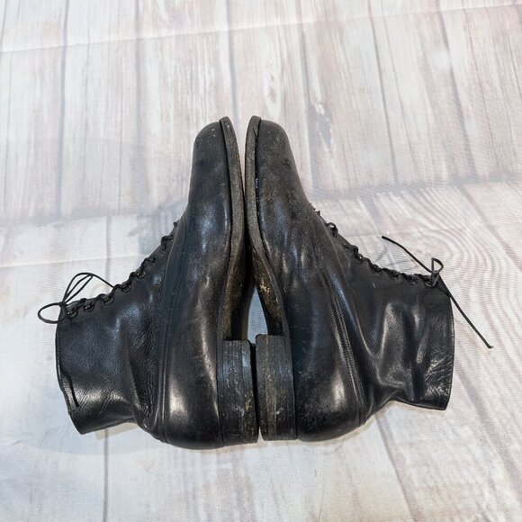 Vintage Black Leather Lace-Up Ankle Boots US Size 8.5/9 - Picture 7 of 12